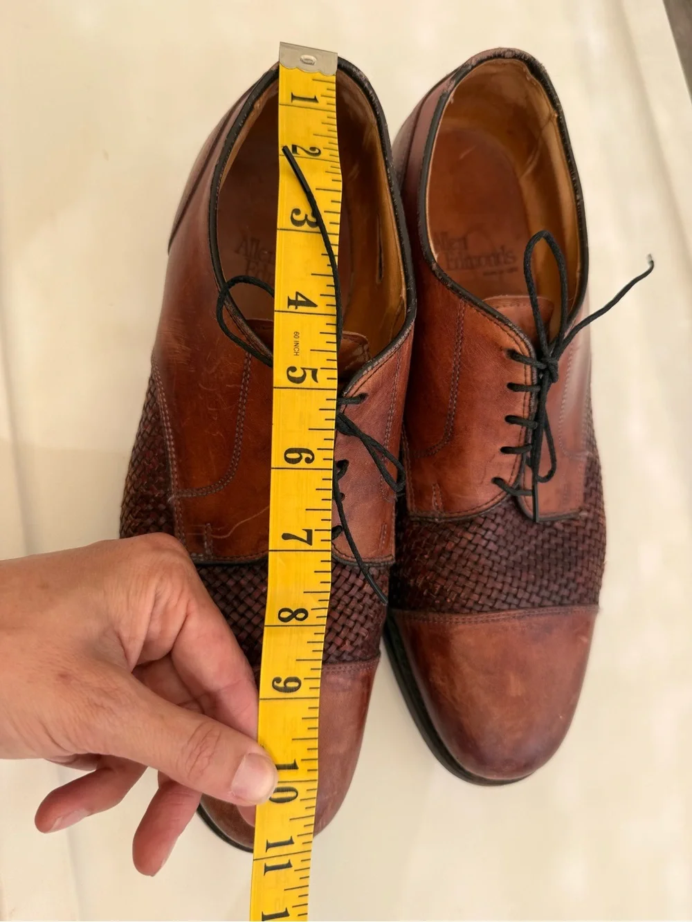 Allen Edmonds Brown Woven Leather Derby Oxfords